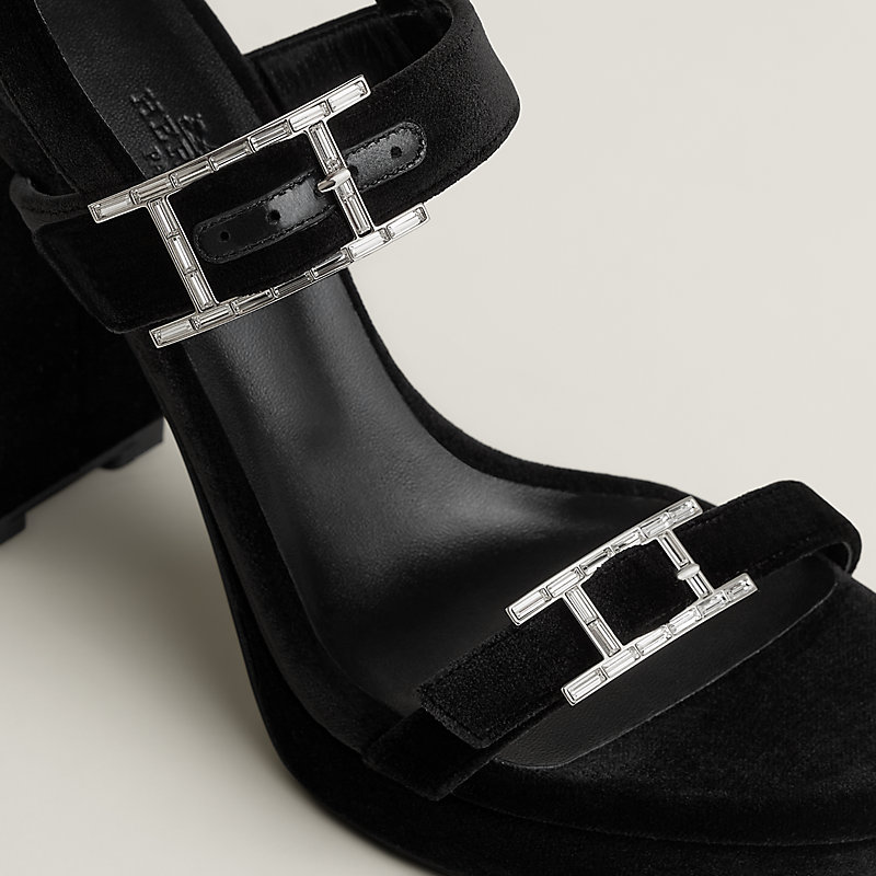 美品】 HERMES ボア ミュール フロール ブラック Hロゴ 35 美品